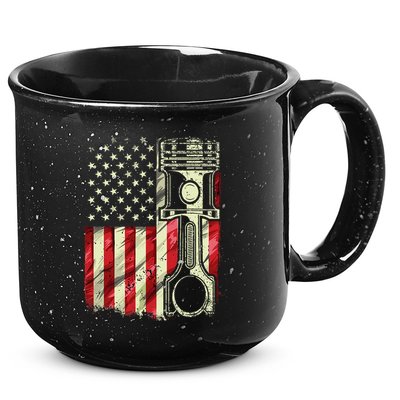 Mechanic American Flag Piston Muscle Car Patriotic Vintage 15oz Campfire Ceramic Mug