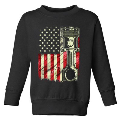 Mechanic American Flag Piston Muscle Car Patriotic Vintage Toddler Sweatshirt
