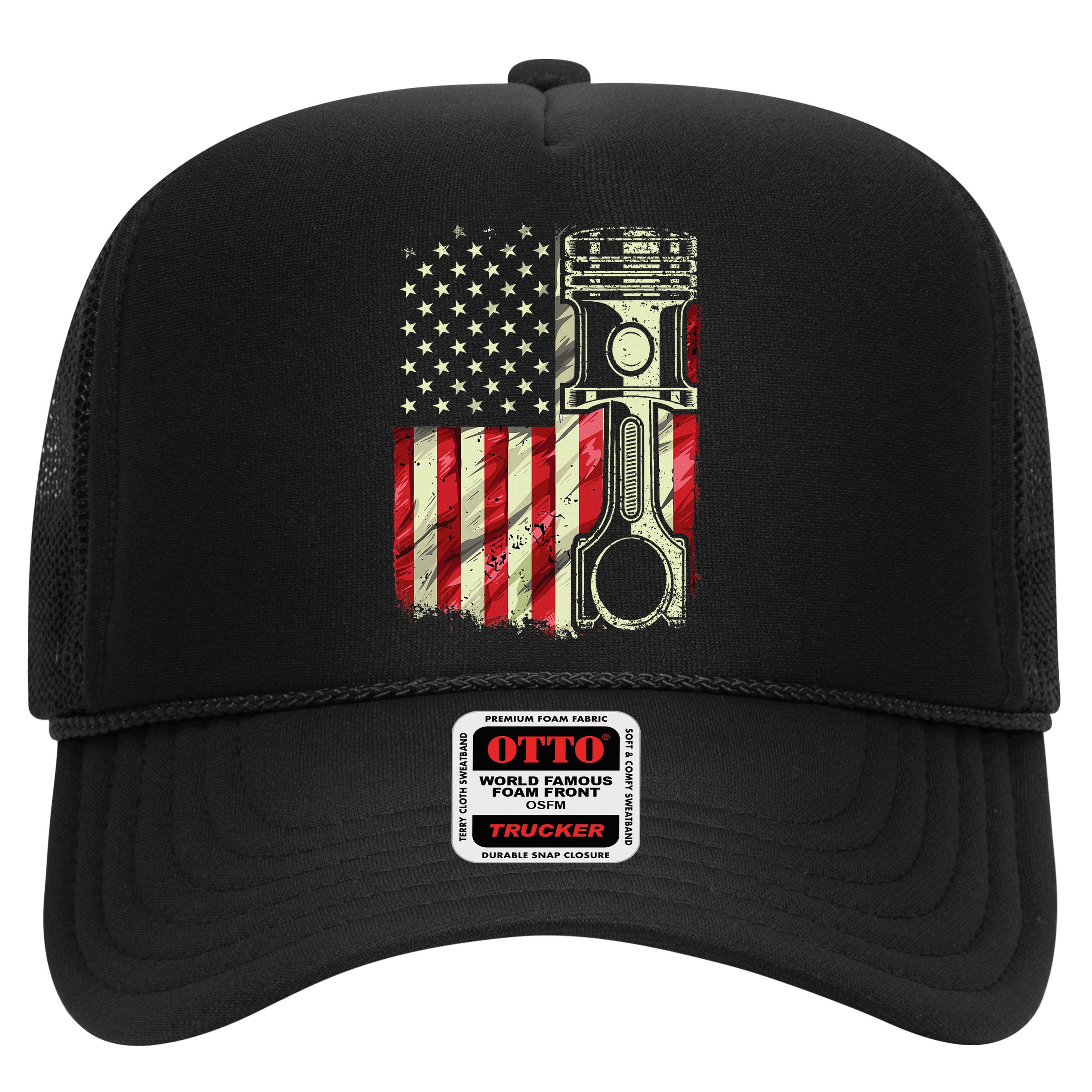 Mechanic American Flag Piston Muscle Car Patriotic Vintage Hat