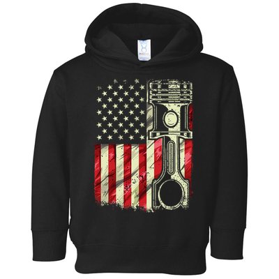 Mechanic American Flag Piston Muscle Car Patriotic Vintage Toddler Hoodie