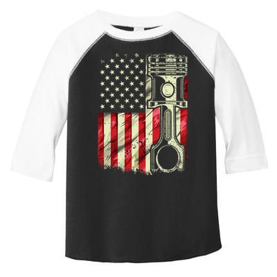 Mechanic American Flag Piston Muscle Car Patriotic Vintage Toddler Fine Jersey T-Shirt