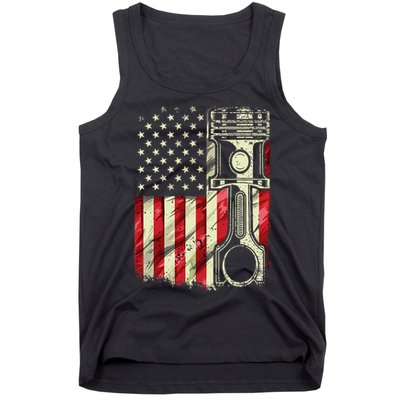 Mechanic American Flag Piston Muscle Car Patriotic Vintage Tank Top