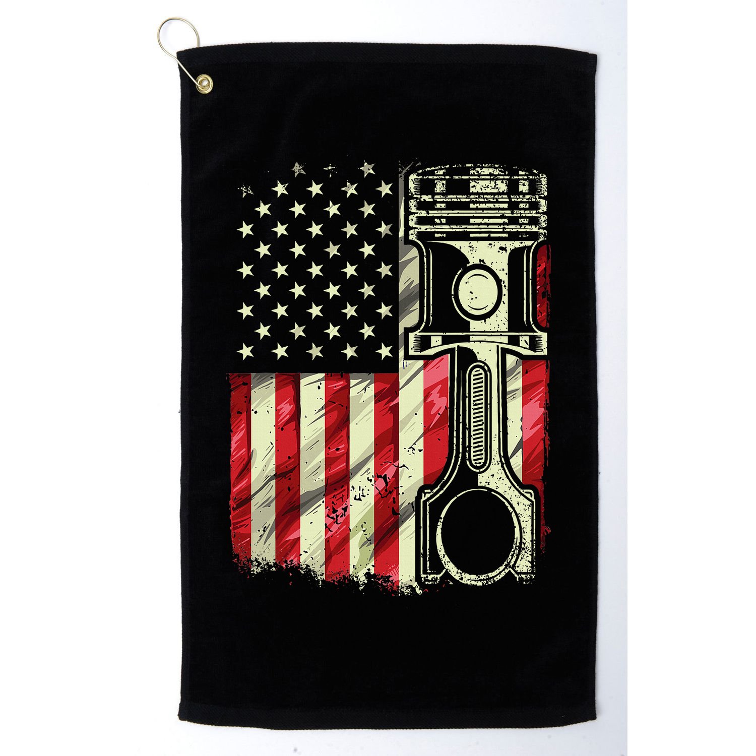 Mechanic American Flag Piston Muscle Car Patriotic Vintage Golf Towel