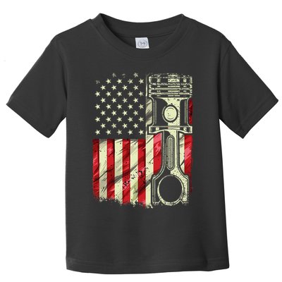 Mechanic American Flag Piston Muscle Car Patriotic Vintage Toddler T-Shirt
