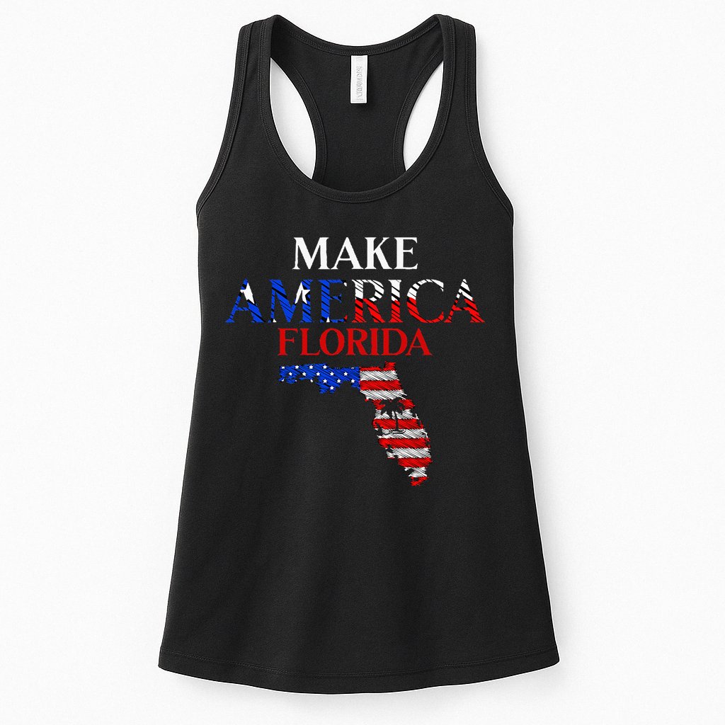 Make America Florida Funny Patriotic Freedom USA Womens Tank Top