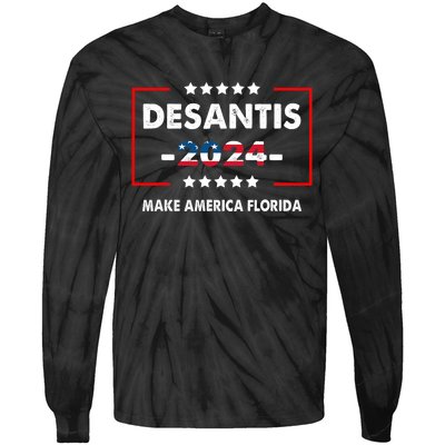 Make America Florida, DeSantis 2024 Election America Flag Tie-Dye Long Sleeve Shirt