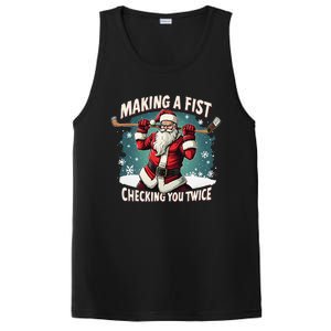 Making A Fist Checking You Twice Ugly Christmas Santa Hockey PosiCharge Competitor Tank