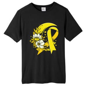 Moon And Flower Yellow Ribbon Hood Cancer Awareness Gift Tall Fusion ChromaSoft Performance T-Shirt