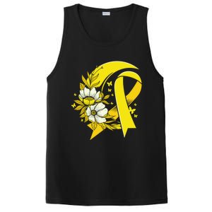 Moon And Flower Yellow Ribbon Hood Cancer Awareness Gift PosiCharge Competitor Tank