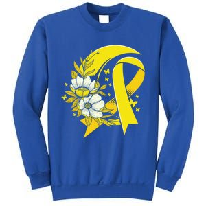 Moon And Flower Yellow Ribbon Hood Cancer Awareness Gift Sweatshirt