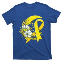 Moon And Flower Yellow Ribbon Hood Cancer Awareness Gift T-Shirt