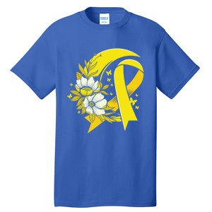 Moon And Flower Yellow Ribbon Hood Cancer Awareness Gift Tall T-Shirt