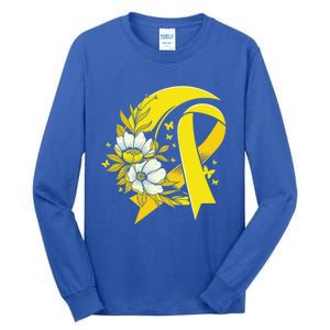 Moon And Flower Yellow Ribbon Hood Cancer Awareness Gift Tall Long Sleeve T-Shirt