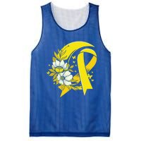 Moon And Flower Yellow Ribbon Hood Cancer Awareness Gift Mesh Reversible Basketball Jersey Tank