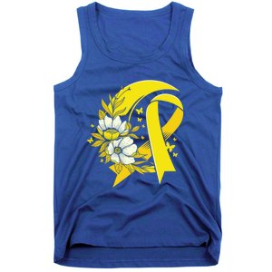 Moon And Flower Yellow Ribbon Hood Cancer Awareness Gift Tank Top