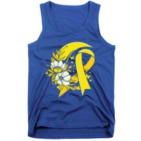 Moon And Flower Yellow Ribbon Hood Cancer Awareness Gift Tank Top