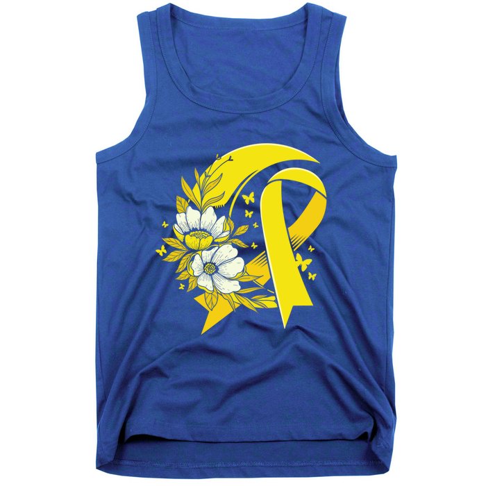 Moon And Flower Yellow Ribbon Hood Cancer Awareness Gift Tank Top