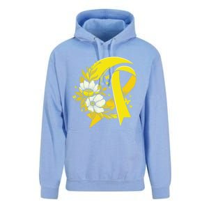 Moon And Flower Yellow Ribbon Hood Cancer Awareness Gift Unisex Surf Hoodie