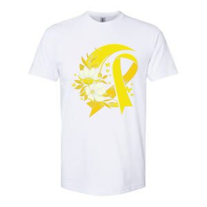 Moon And Flower Yellow Ribbon Hood Cancer Awareness Gift Softstyle CVC T-Shirt