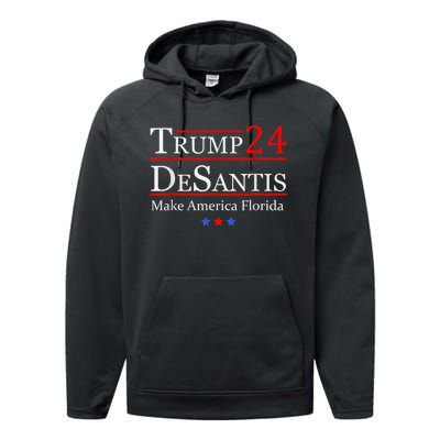 Make America Florida Trump DeSantis 2024 Election Man Women Performance Fleece Hoodie