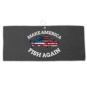 Make America Fish Again Fisherman USA Large Microfiber Waffle Golf Towel