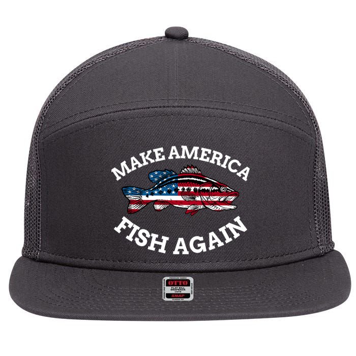 Make America Fish Again Fisherman USA 7 Panel Mesh Trucker Snapback Hat