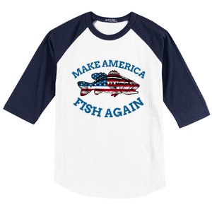 Make America Fish Again Fisherman USA Baseball Sleeve Shirt