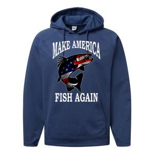 Make America Fish Again USA Fishing Gift Performance Fleece Hoodie