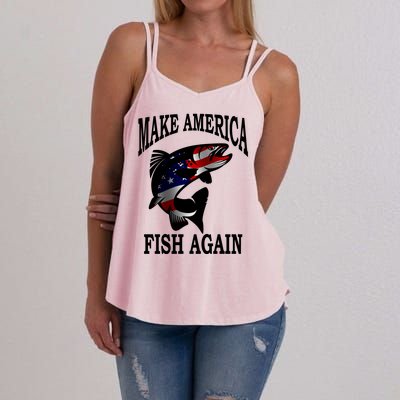 Make America Fish Again USA Fishing Gift Women's Strappy Tank