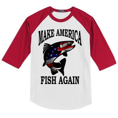 Make America Fish Again USA Fishing Gift Kids Colorblock Raglan Jersey