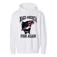 Make America Fish Again USA Fishing Gift Garment-Dyed Fleece Hoodie