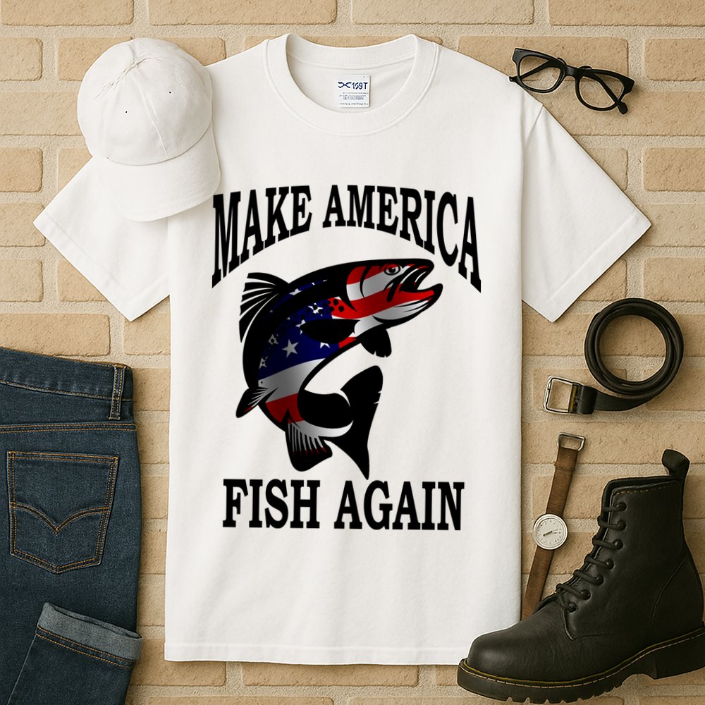 Make America Fish Again USA Fishing Gift Tall T-Shirt
