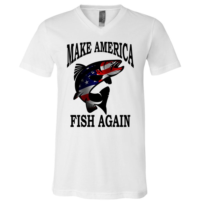 Make America Fish Again USA Fishing Gift V-Neck T-Shirt