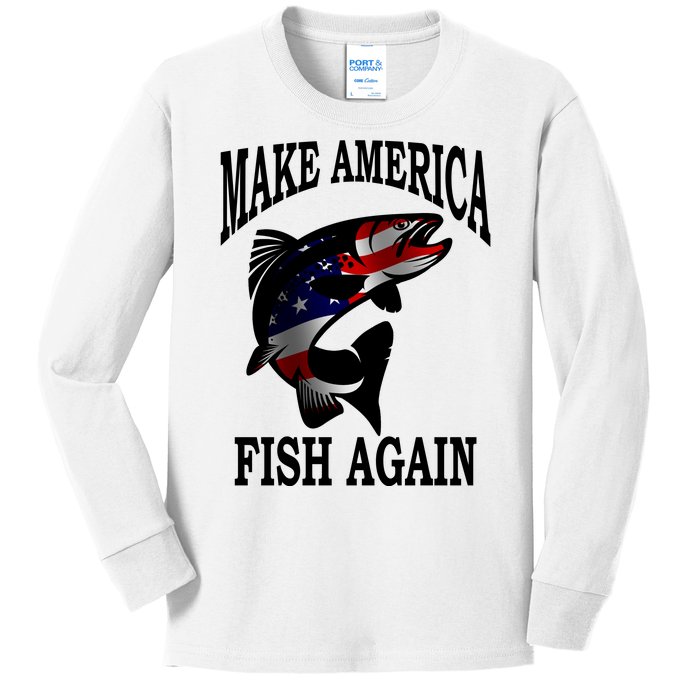 Make America Fish Again USA Fishing Gift Kids Long Sleeve Shirt