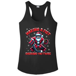 Making A Fist Checking You Twice Ice Hockey Xmas Snowflakes Cool Gift Ladies PosiCharge Competitor Racerback Tank