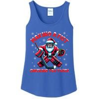 Making A Fist Checking You Twice Ice Hockey Xmas Snowflakes Cool Gift Ladies Essential Tank