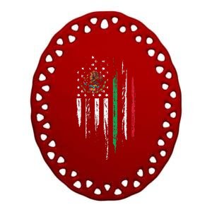 Mexican American Flag Combo Mexico USA Cinco De Mayo Gift Ceramic Oval Ornament