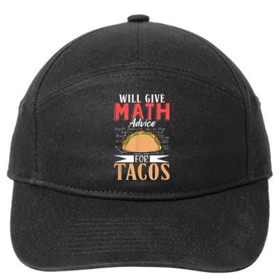 Math Advice For Tacos School University Mathematics 7-Panel Snapback Hat