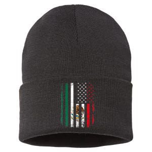 Mexican American Flag Mexican Roots Mexico America Sustainable Knit Beanie