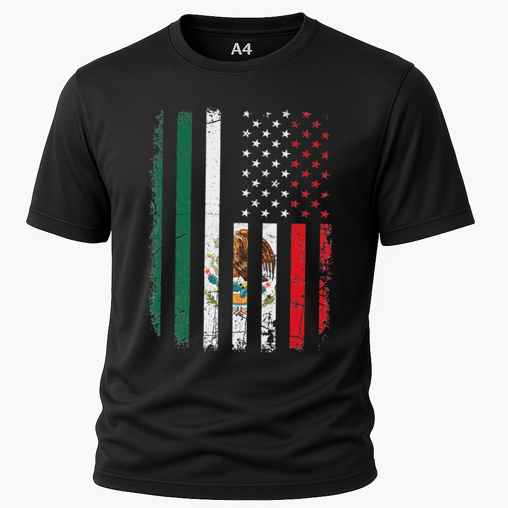 Mexican American Flag Mexican Roots Mexico America Cooling Performance Crew T-Shirt