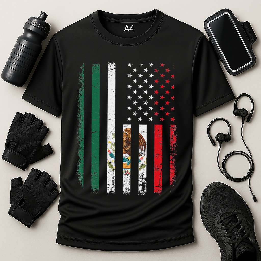 Mexican American Flag Mexican Roots Mexico America Cooling Performance Crew T-Shirt
