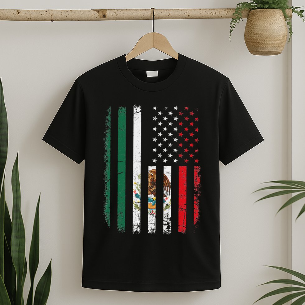 Mexican American Flag Mexican Roots Mexico America T-Shirt