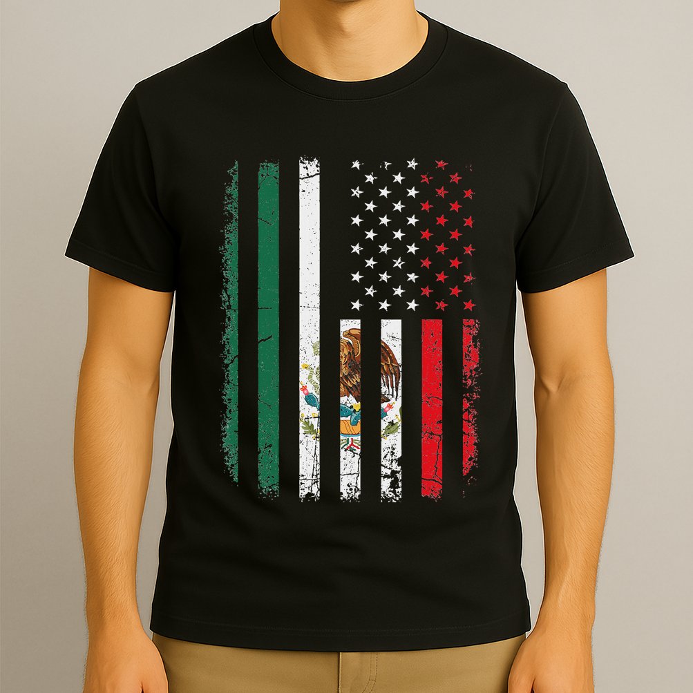 Mexican American Flag Mexican Roots Mexico America T-Shirt