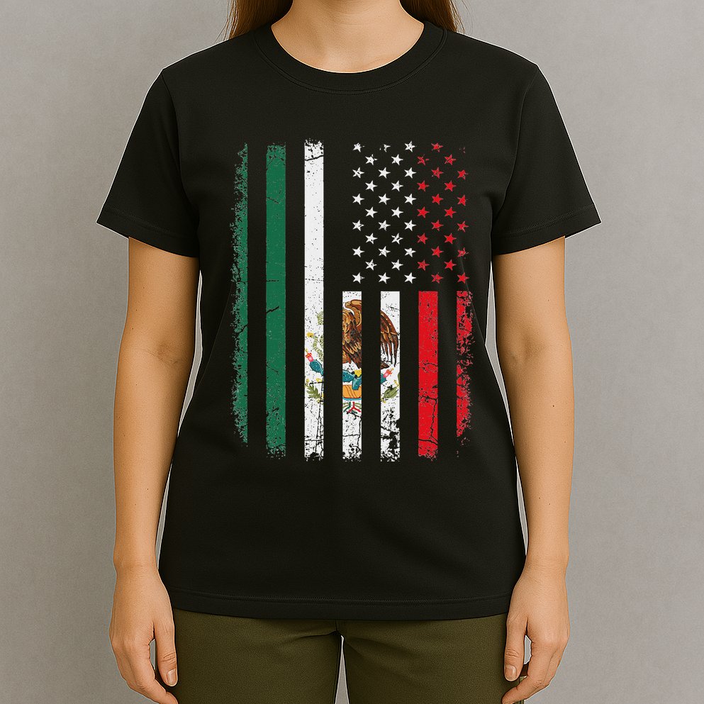 Mexican American Flag Mexican Roots Mexico America T-Shirt