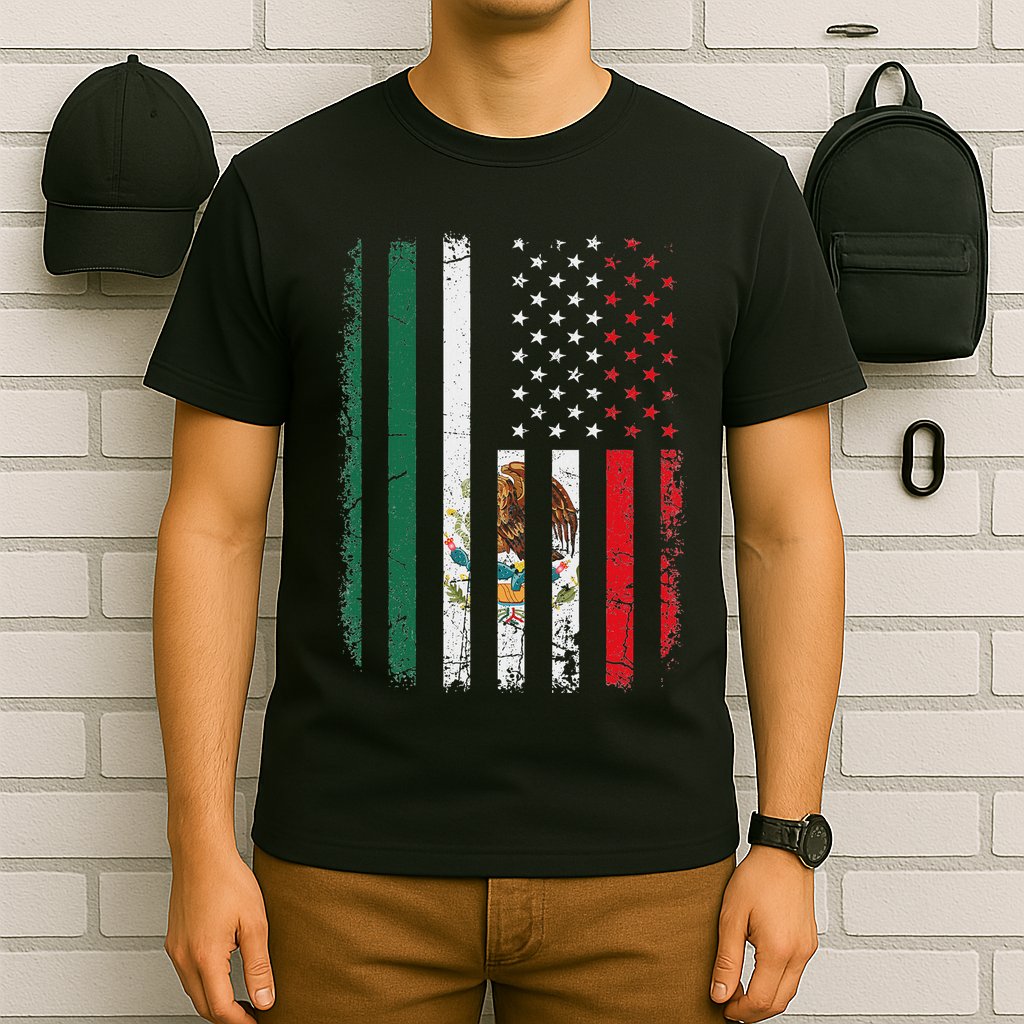 Mexican American Flag Mexican Roots Mexico America T-Shirt