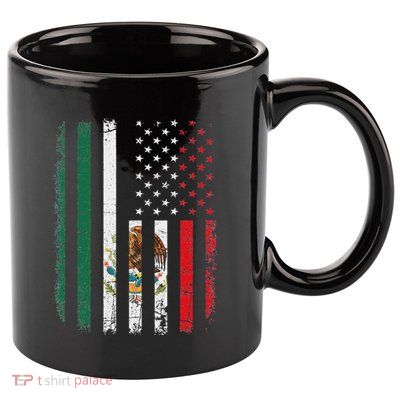 Mexican American Flag Mexican Roots Mexico America 11oz C Handle Ceramic Mug