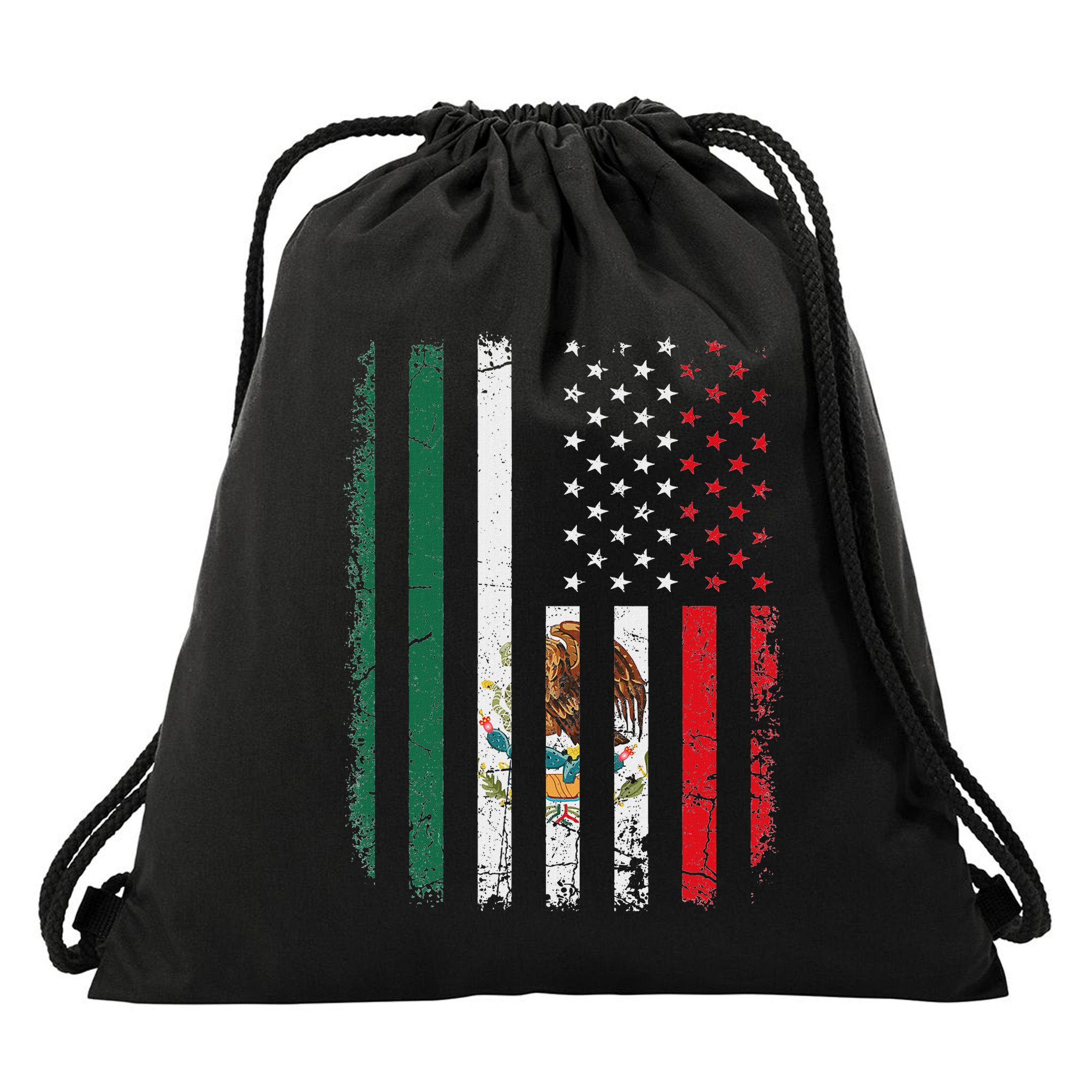 Mexican American Flag Mexican Roots Mexico America Drawstring Bag