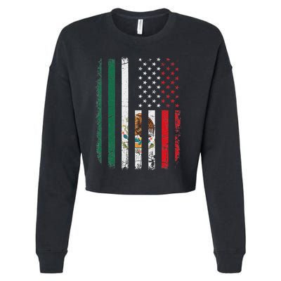 Mexican American Flag Mexican Roots Mexico America Cropped Pullover Crew