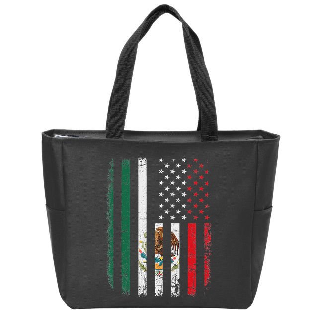 Mexican American Flag Mexican Roots Mexico America Zip Tote Bag