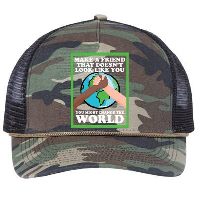 Make A Friend That Doesn't Look Like You Gift Hands Holding Gift Retro Rope Trucker Hat Cap